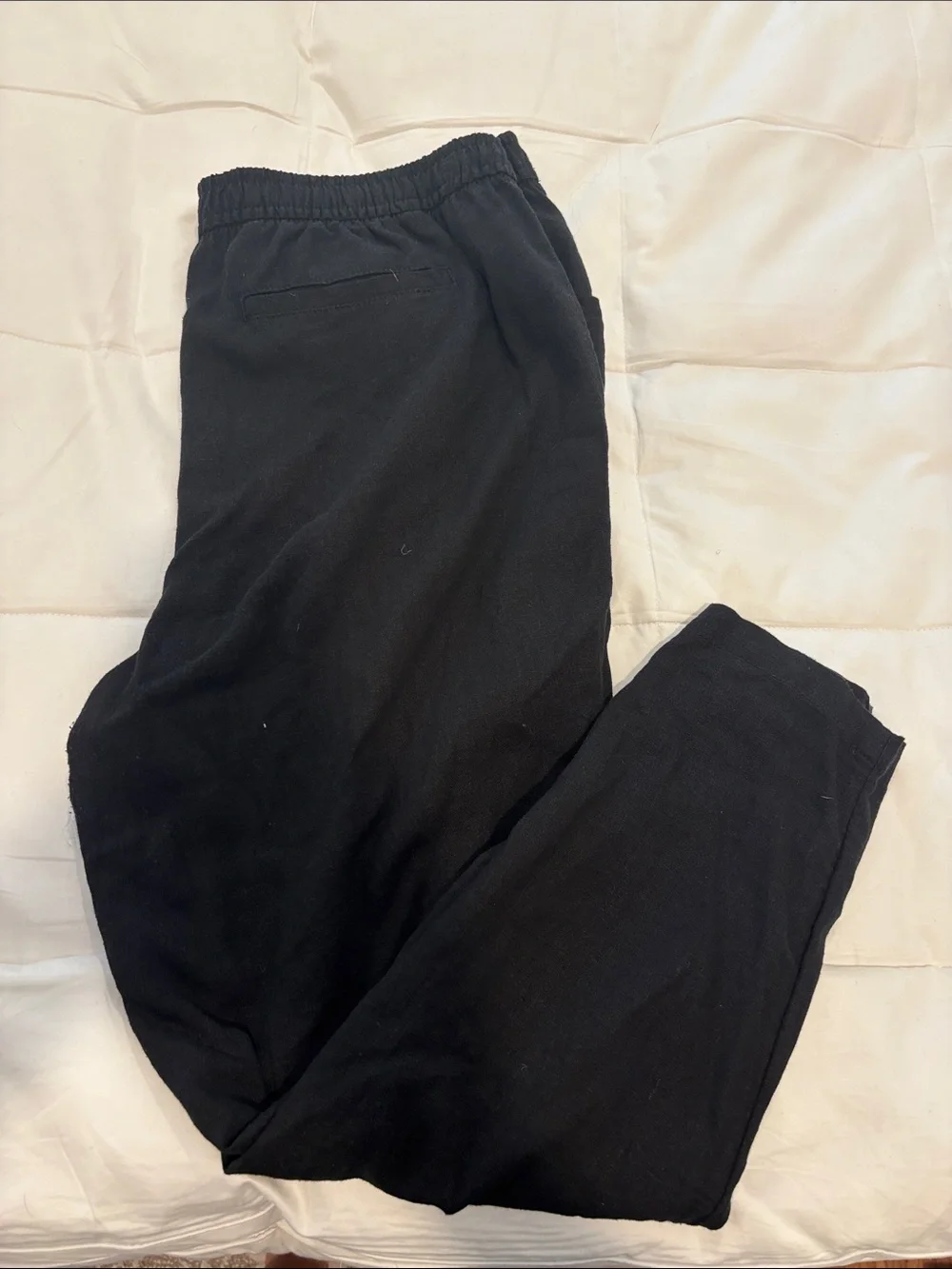 Old Navy Women’s Linen Black Elastic Waist Pants L
